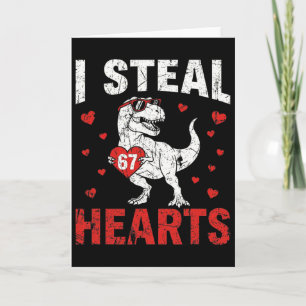 Carte Drôle Je vole des cœurs 67 Saint-Valentin Dinosaur