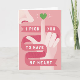 Carte Drôle Je Vous Choisis Pink Heart Greeting Card