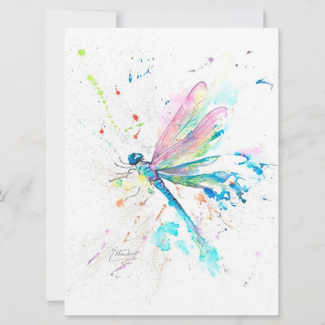 Carte Drôle libellule coloré | Cadeau Pour Anniversaire (Devant)