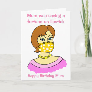 Carte Drôle maman Masque visage Lin Anniversaire