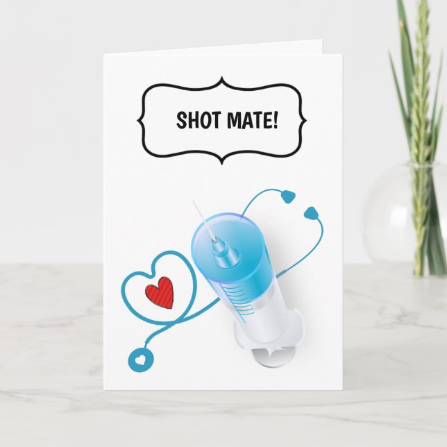 Carte Drôle médecin infirmière félicitations injection d (Devant)