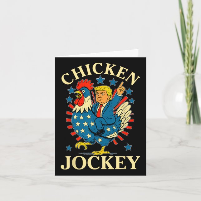 Carte Drôle Mème Jockey de poulet (Devant)