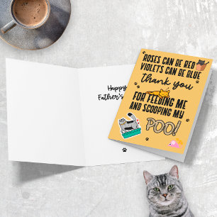Carte Drôle Mignon Jaune Bonne Fête des Pères De Chat