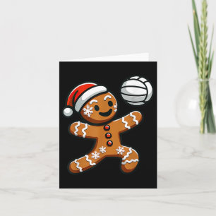 Carte Drôle mignon pain d'épices homme volleyball Noël K
