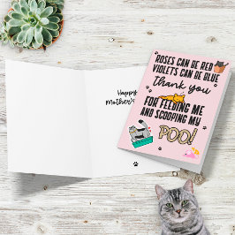 Carte Drôle mignon rose Bonne fête des mères de chat