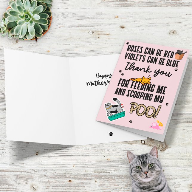 Carte Drôle mignon rose Bonne fête des mères de chat (Créateur téléchargé)