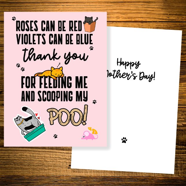 Carte Drôle mignon rose Bonne fête des mères de chat (Créateur téléchargé)