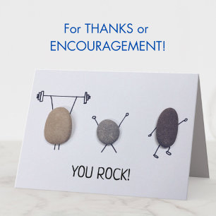 Carte Drôle mignon "You Rock" Encouragement ou Merci Pun