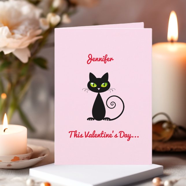 Carte Drôle Mignonne Valentine Be Mine Chat Noir Avec No (Créateur téléchargé)