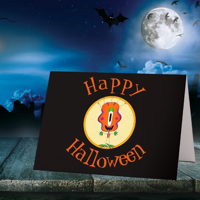 Carte Drôle, Monstre, Halloween (Hey! Take a look at this most awesome cartoon monster Halloween greeting card!)