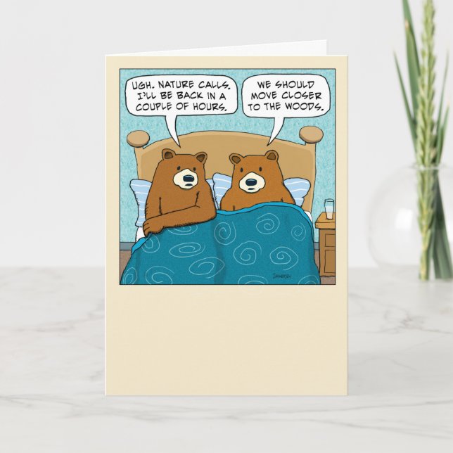 Carte Drôle Nature appelle les ours dormant Anniversaire (Devant)