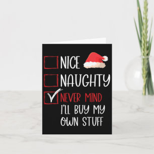 Carte Drôle Nice Naughty N'importe Père Noël Liste de Co