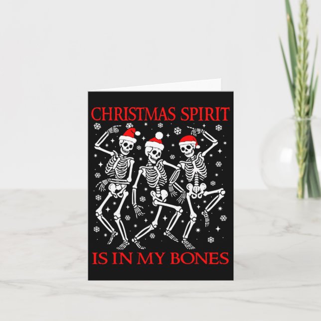 Carte Drôle Noël Danser Skeletons Noël Esprit (Devant)