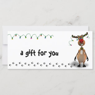 Carte Drôle Noël Red Nose Reindeer Certificat cadeau