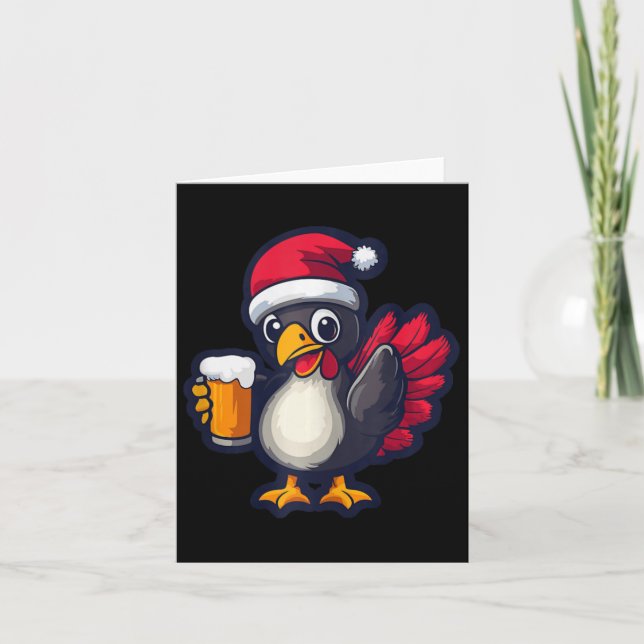 Carte Drôle Noël Turquie animal avec bande dessinée de b (Devant)