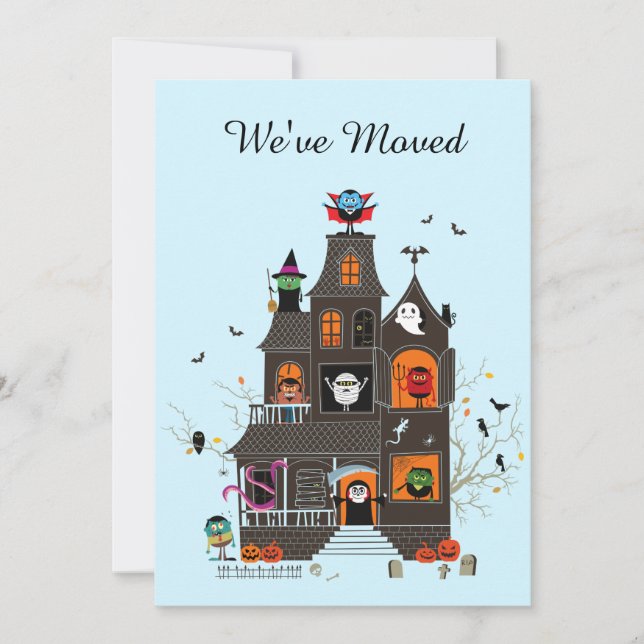 Carte Drôle Nous avons déménagé Éffrayant Haunted House  (Devant)