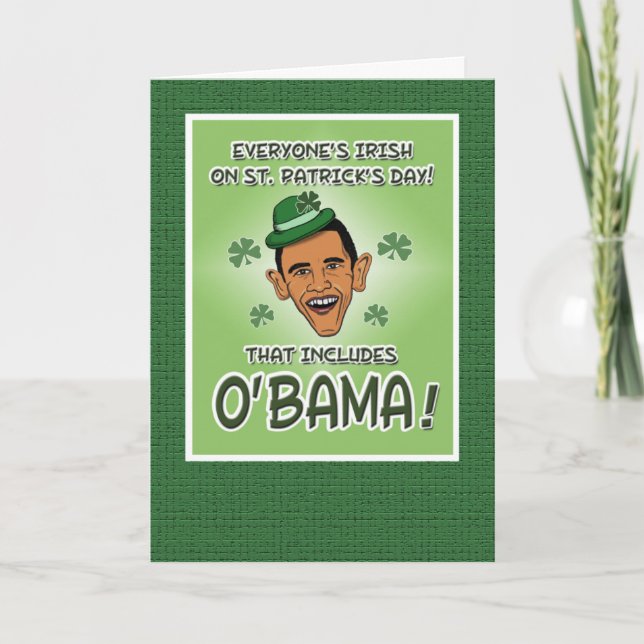 Carte Drôle Obama ou O'Bama St. Patrick's Day (Devant)