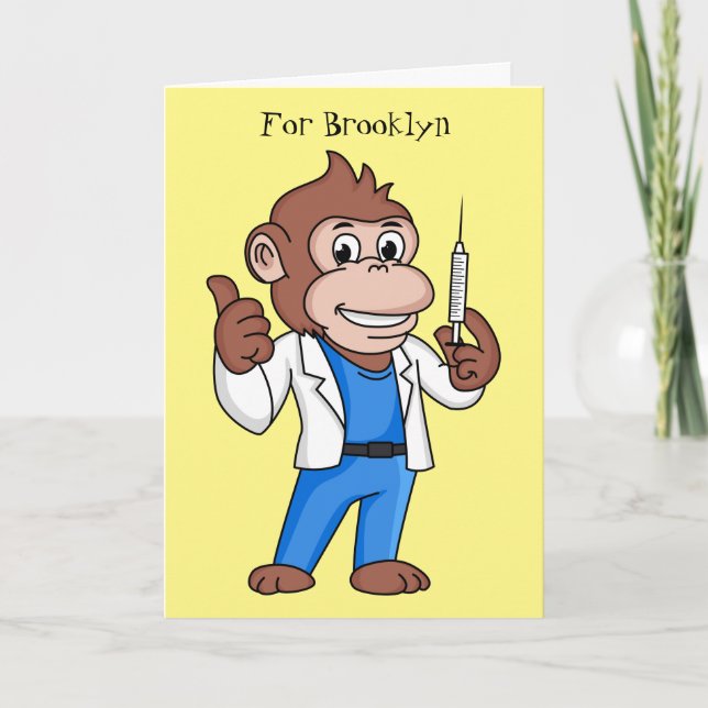 Carte Drôle orangoutan dessinateur docteur (Devant)