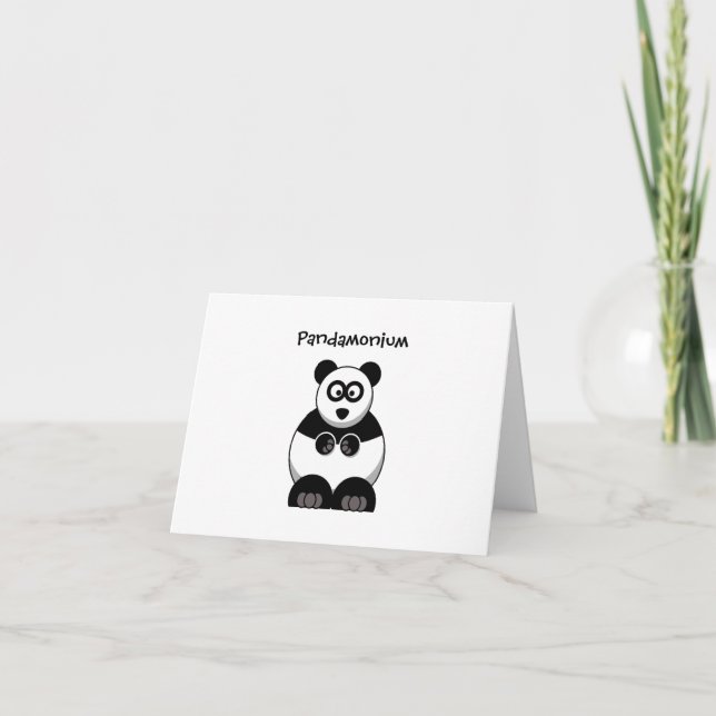 Carte Drôle Pandamonium Panda Cartoon, Mignonne Pun Stre (Devant)
