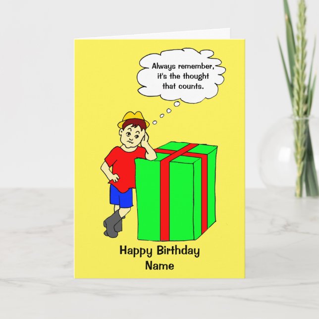 Carte Drôle Pensée Caricature Qui Compte Anniversaire (Devant)