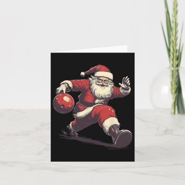 Carte Drôle Père Noël Bowler Joueur Noël Noël Noël Noël  (Devant)