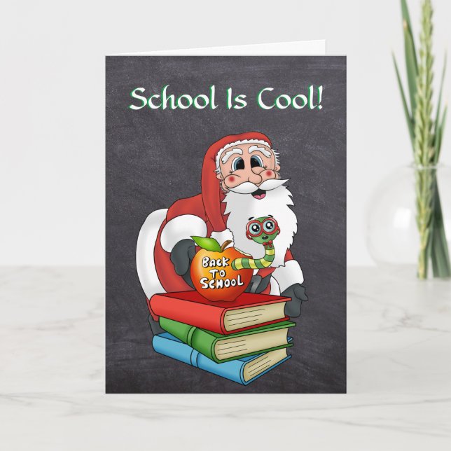 Carte Drôle Père Noël Retour à l'école Encouragement (Devant)
