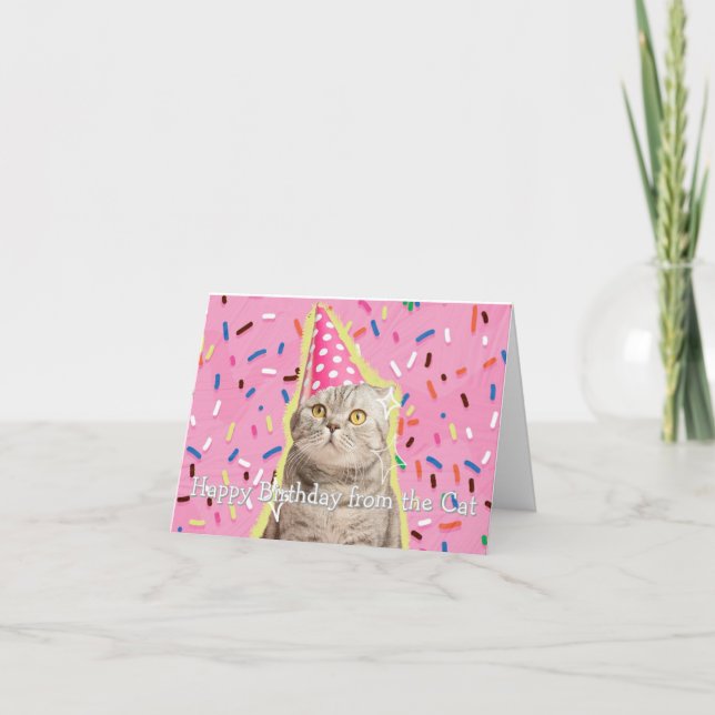 Carte Drôle Personnalisé Joyeux Anniversaire du chat (Devant)