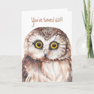 Carte Drôle-Petit hibou choqué par coutume, soixantième