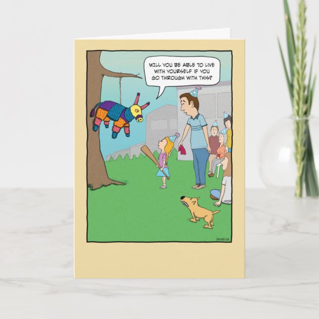 Carte Drôle Pinata avec une fille Anniversaire (Devant)