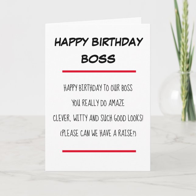 Carte Drôle Poem Boss Joyeux Anniversaire (Devant)