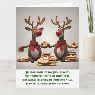 Carte Drôle Poème de Noël mignon renne de Noël