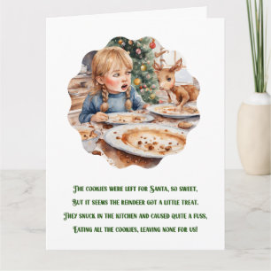 Carte Drôle Poème de Noël mignon renne de Noël