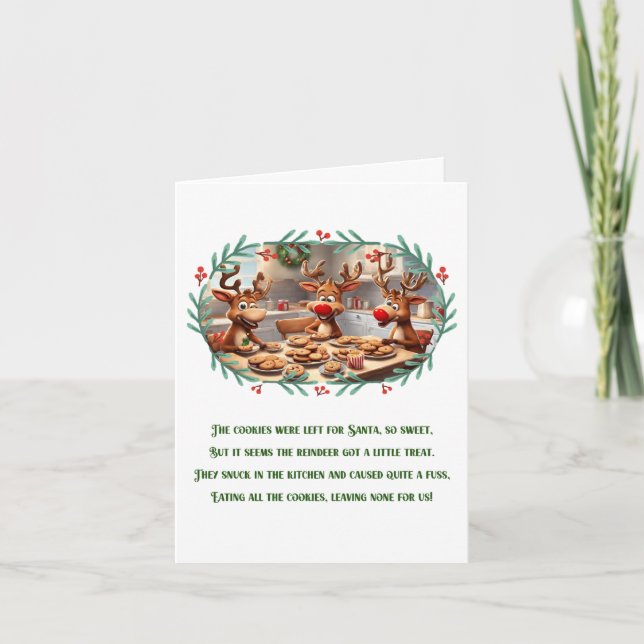 Carte Drôle Poème de Noël mignon renne de Noël (Devant)