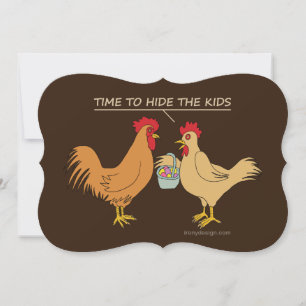 Carte Drôle Poulet de Pâques Chasse aux Oeufs Cartoon Br