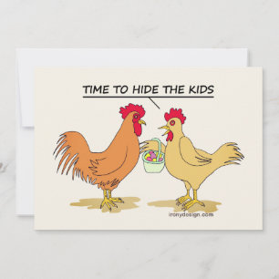 Carte Drôle Poulet de Pâques Chasse aux Oeufs Dessin