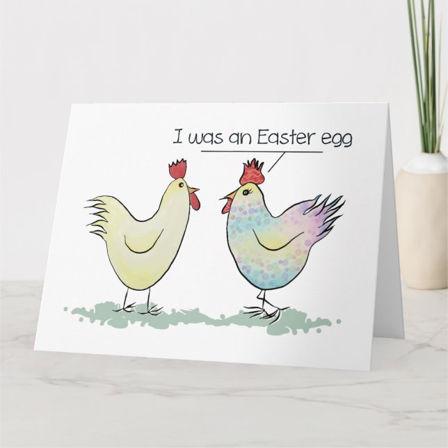 Carte Drôle poulet était un Oeuf de Pâques Salutation pl (Devant)