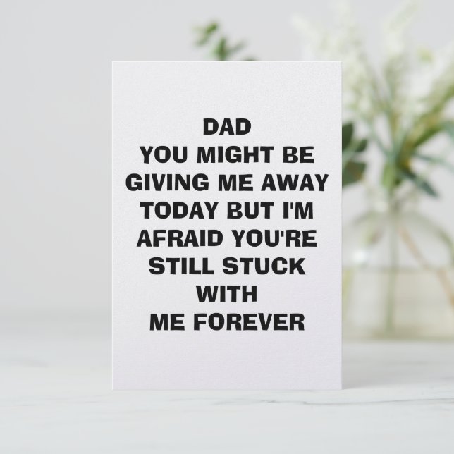 Carte drôle pour papa le jour du mariage (Debout devant)