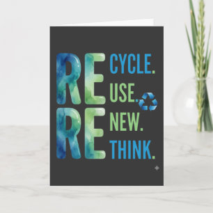 Carte Drôle Réduire Réutiliser Recycler Éco-Responsable