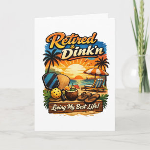 Carte Drôle Retraité & Boit Couché de soleil de plage Re