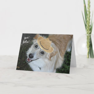 Carte Drôle retraite, chien dans les lunettes et Casquet