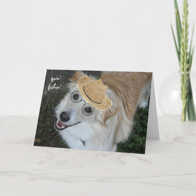Carte Drôle retraite, Chien dans les lunettes et Casquet (Devant)