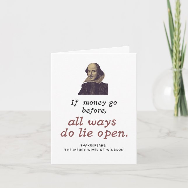 Carte Drôle Shakespeare Citation mignon Literbe Cadeau a (Devant)