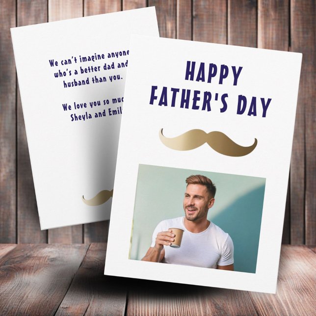 Carte Drôle simple Moustache Happy Fête des pères Photo (Créateur téléchargé)