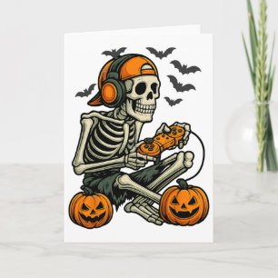 Carte Drôle Skeleton jeu vidéo Halloween jeu Gamer B