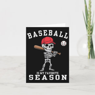 Carte Drôle Skeleton Sports Joueur Baseball Est Mon Favo
