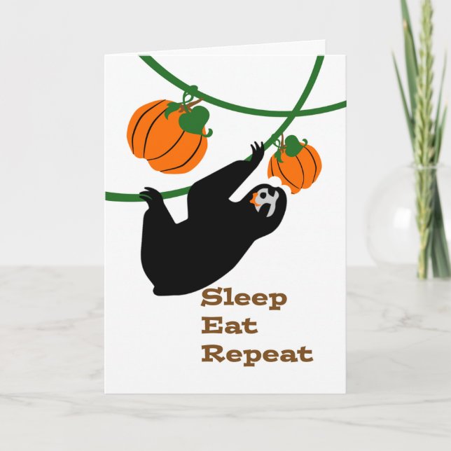 Carte Drôle Slothsgiving Thanksgiving Sloth Citrouilles (Devant)