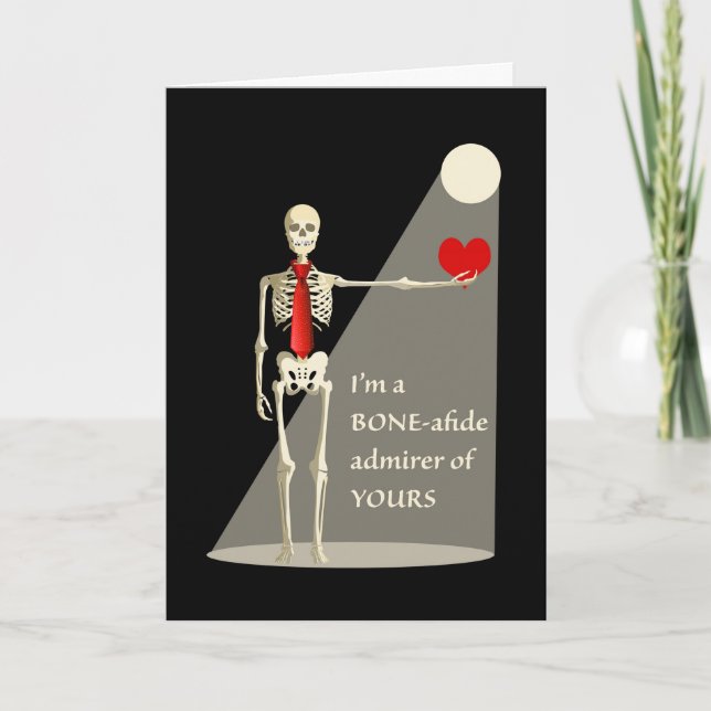 Carte Drôle Squelette de Saint Valentin, Amirer d'âne (Devant)