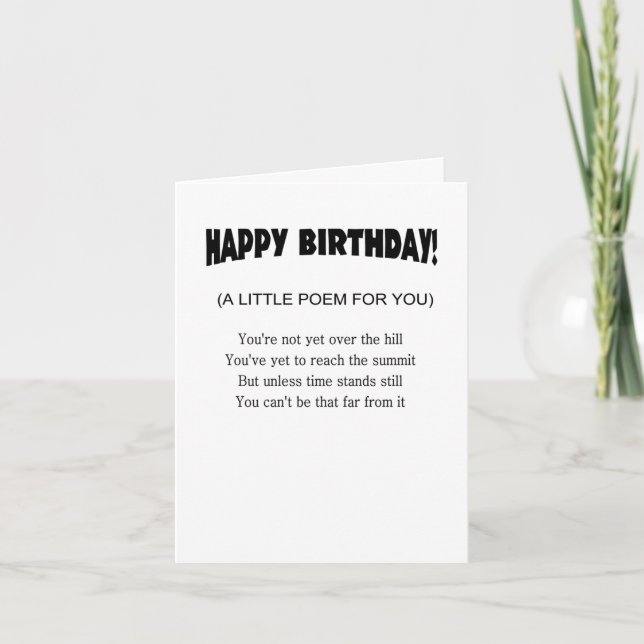 Carte drôle sur la colline voeu d'anniversaire (Devant)