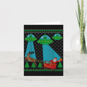 Carte Drôle Sweat-shirt de Noël Alien Ufo Santa Luge Moc