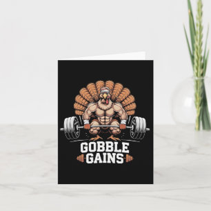 Carte Drôle Thanksgiving Turkey Gains Gym entraînement